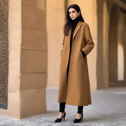 A manteau for Iranian women, blending the creativity and simplicity of Parcha design, and enriched with inspiration derived from the architectural beauty of Amir Chakhmaq Square in Yazd