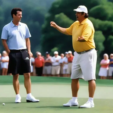 In the movie 'Happy Gilmore', the protagonist played by Adam Sandler hilariously struggles to tee up his ball and ends up hitting it into various obstacles instead.