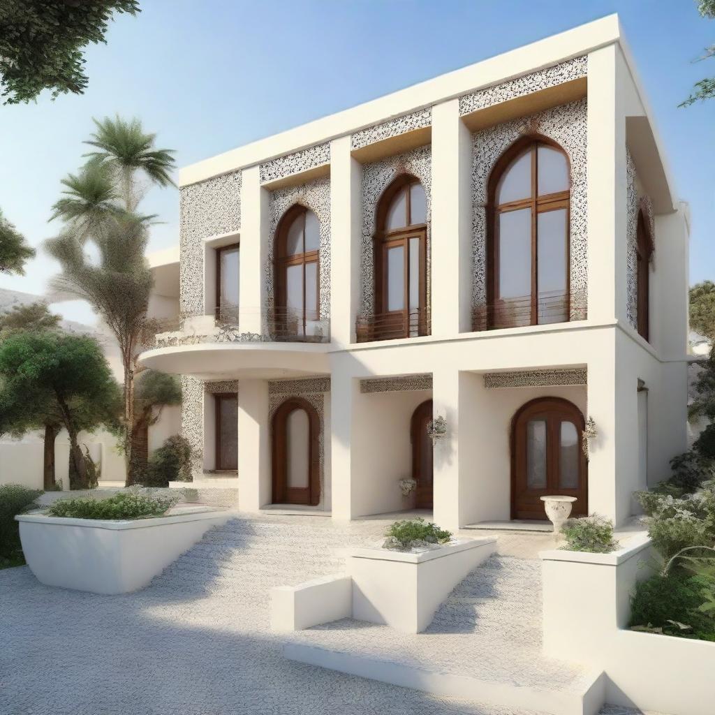 A comfortable and well-designed house in Algeria that costs one million Algerian Dinar, blending seamlessly with the local architecture.