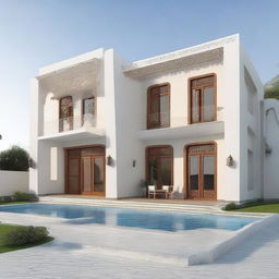 A comfortable and well-designed house in Algeria that costs one million Algerian Dinar, blending seamlessly with the local architecture.