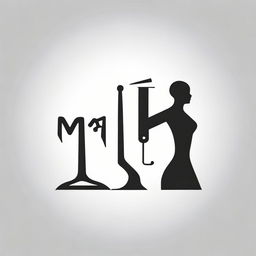 A minimalistic and simple logo design for 'Mehsa', incorporating symbols of a mannequin, needle, and sewing machine, to reflect the essence of the sewing profession