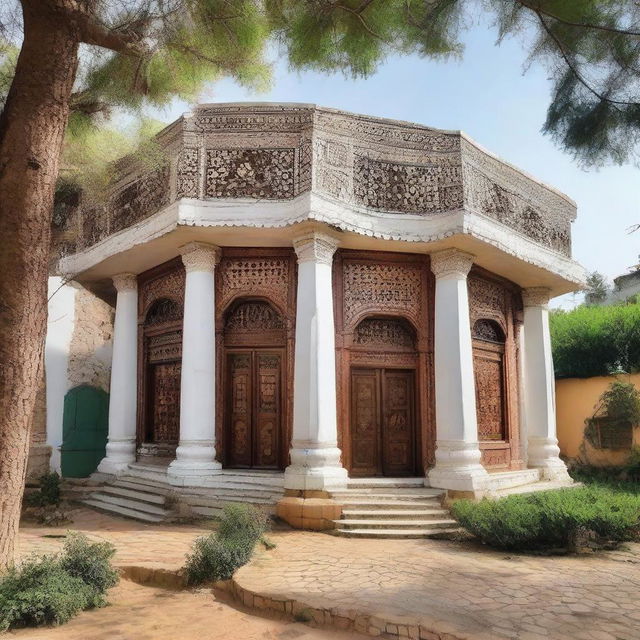 A different style house in Algeria, also valued at one million Algerian Dinar, showcasing unique architectural details while respecting the local environment.