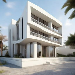 An alternative design of an Algerian house, still valued at one million Dinar, but this time exhibiting a modern architectural style integrated within its surroundings.