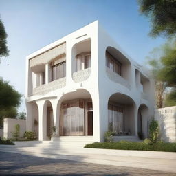 An alternative design of an Algerian house, still valued at one million Dinar, but this time exhibiting a modern architectural style integrated within its surroundings.