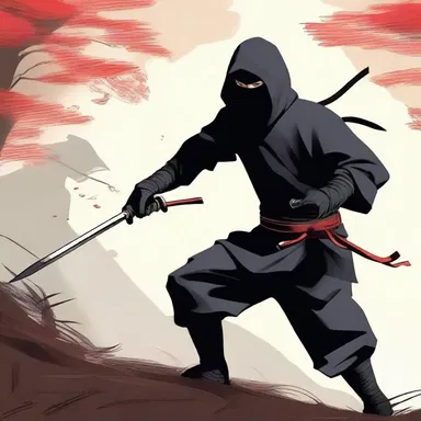 The ninja ninja deflected the enemy's weapon with a swift movement of his sword.