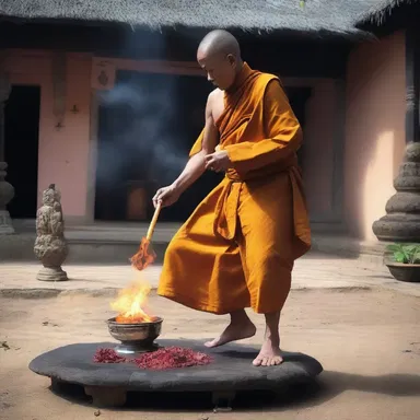 The monk performed a ritual to deflect the evil spirits and protect the village.