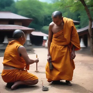The monk performed a ritual to deflect the evil spirits and protect the village.