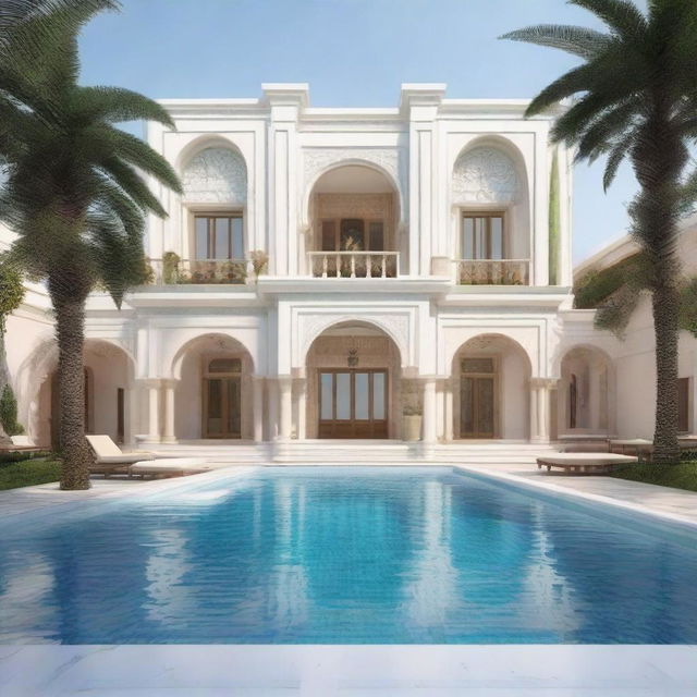 A different design for an Algerian house, still worth one million Dinar, with a 150 square meter surface. This house features an elegant outdoor swimming pool.