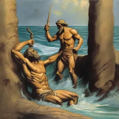 According to Greek mythology, when the ship sailed through the treacherous waters, the sailors offered a sacrifice in the glory hole to appease Poseidon, the god of the sea.