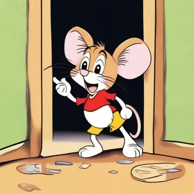 In the animated series, the mischievous mouse character hid from the cat by squeezing into a tiny glory hole, leaving the cat puzzled and frustrated.