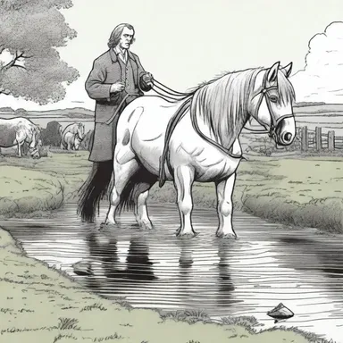 In the comic strip, the mighty shire horse saved the day by pulling a stuck car out of the mud.