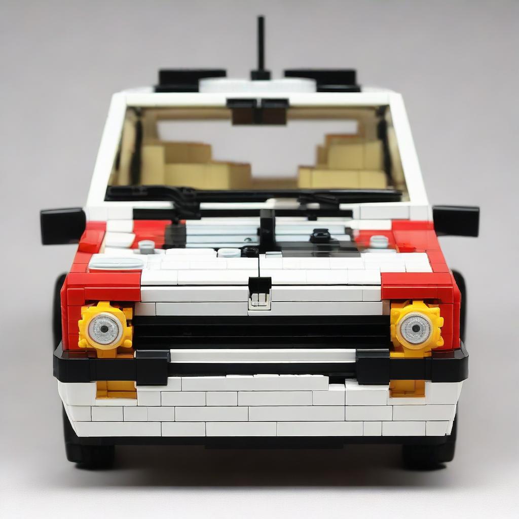 An intricately designed Lego model of a Volkswagen Golf MK2.