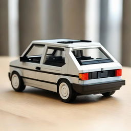 An intricately designed Lego model of a Volkswagen Golf MK2.