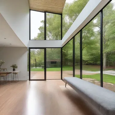 The modern minimalist design of the house featured lipless windows for a sleek and seamless look.