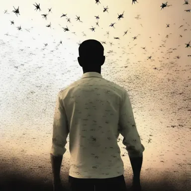 In the suspenseful scene, the author described the swarm of mosquitoes bombilating around the protagonist.