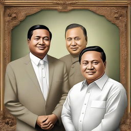 Generate a portrait of Prabowo and Gibran together in a formal setting.