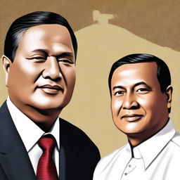 Generate a portrait of Prabowo and Gibran together in a formal setting.