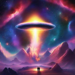 A brightly cosmic Phonk playlist album cover showcasing not only distant galaxies and nebulae, but also an extraordinary event such as a massive supernova or an alien spacecraft making its passage.