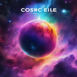 A realistic cosmic Phonk playlist album cover, complete with a vibrant galaxy backdrop, a celestial body or unusual cosmic entity for the 'extra', and the clearly visible text 'CosmicPlaylist - by LilMafioso'.