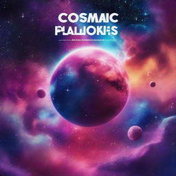 A realistic cosmic Phonk playlist album cover, complete with a vibrant galaxy backdrop, a celestial body or unusual cosmic entity for the 'extra', and the clearly visible text 'CosmicPlaylist - by LilMafioso'.