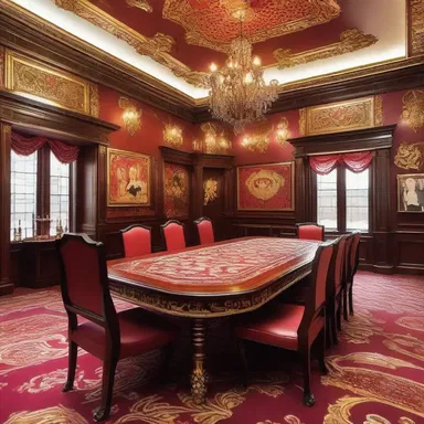 The grand hall of the luxurious mansion featured a stunning beano room, with intricate patterns and large tables for players to enjoy the game.