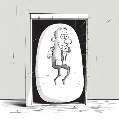 The cartoon character exhibited comical exaggeration, defying the laws of physics as they demonstrated incompressibility when squeezed into a tiny space.