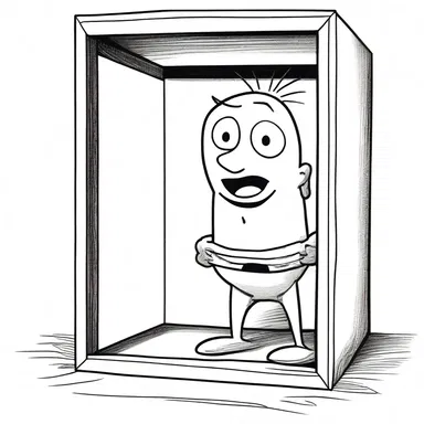 The cartoon character exhibited comical exaggeration, defying the laws of physics as they demonstrated incompressibility when squeezed into a tiny space.