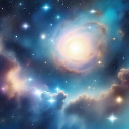 A Phonk playlist cover image radiating cosmic energy, painted in tones of blurred greyish-blue. The cosmic elements, such as distant stars, galaxies, and nebulae, should blend seamlessly, creating an engaging, dreamy scene.