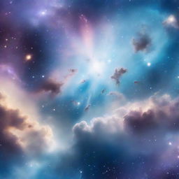 A Phonk playlist cover image radiating cosmic energy, painted in tones of blurred greyish-blue. The cosmic elements, such as distant stars, galaxies, and nebulae, should blend seamlessly, creating an engaging, dreamy scene.