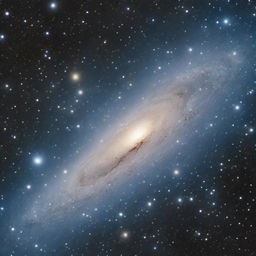 A serene image of a greyish-blue galaxy, bereft of the usual intense starry presence. It should exude a sense of tranquility and obscurity, with a sparse scattering of distant stars adding subtle detail to the scene.