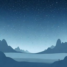 A minimalist space scene with a greyish-blue hue, featuring only a sparse scattering of stars. The scene should evoke a sense of serenity and tranquility due to the sparseness of the stars.