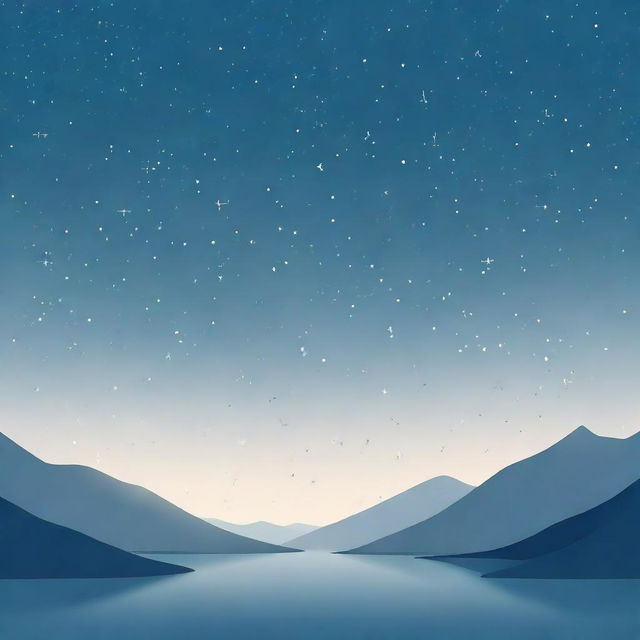 A minimalist space scene with a greyish-blue hue, featuring only a sparse scattering of stars. The scene should evoke a sense of serenity and tranquility due to the sparseness of the stars.