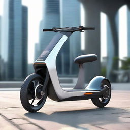 An enlarged, futuristic electric scooter with cutting-edge and stylish body design.