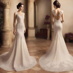 Design an incredibly beautiful dress with intricate detailing and breathtaking elegance.