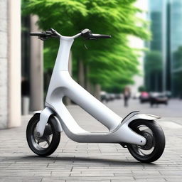 A substantially enlarged, futuristic electric scooter with cutting-edge and stylish body design.