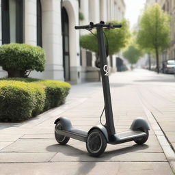 Design an electric scooter with a lightweight aluminum frame, aerodynamic and stylish look. It should be painted in vibrant colors with matte finishes for a modern aesthetic. Its ergonomic handlebars have a built-in brand logo for a cohesive identity.