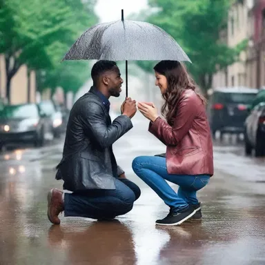 He proposed to her on a rainy day, and she responded dryly with a simple 'yes' instead of the expected tears of joy.