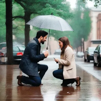 He proposed to her on a rainy day, and she responded dryly with a simple 'yes' instead of the expected tears of joy.
