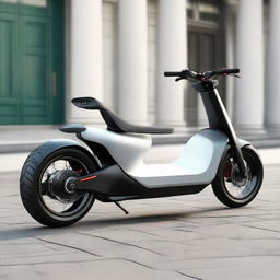 Transform the previously designed two-wheeler electric scooter into an extra-large format resembling a sleek, modern car