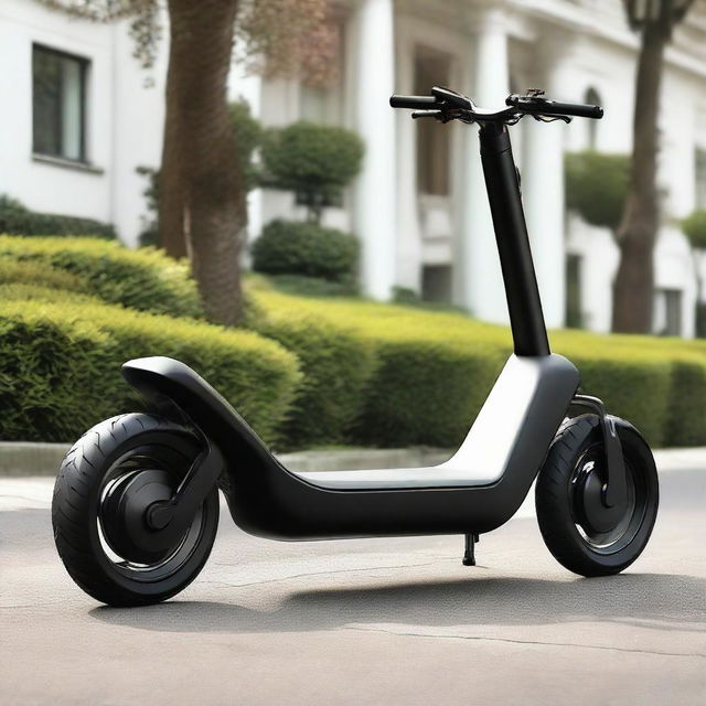 Transform the previously designed two-wheeler electric scooter into an extra-large format resembling a sleek, modern car