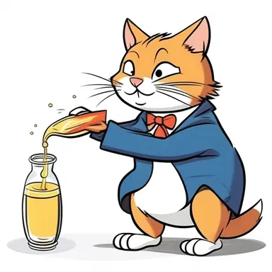 In the cartoon, the clever cat drank an elixir that gave him super strength, allowing him to defeat the mischievous mouse.