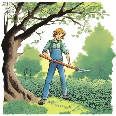 In the book, the main character used a lopper to trim the overgrown branches in the enchanted garden.