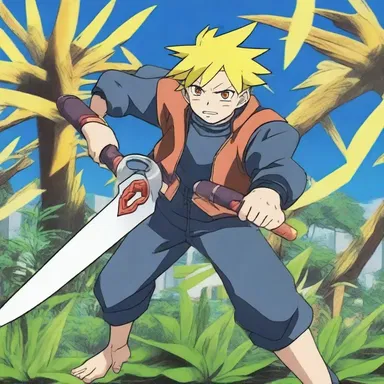 In the anime series, the protagonist wields a mystical lopper with the power to control plants and defeat his enemies.