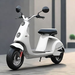 Modify the electric two-wheeler scooter to have a large body, resembling the dimensions and design of a sleek, modern car, yet maintaining the original two wheels