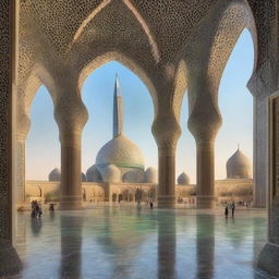 Envision a futuristic Iran in the next hundred years, accounting for advancements in technology, architecture, and society.