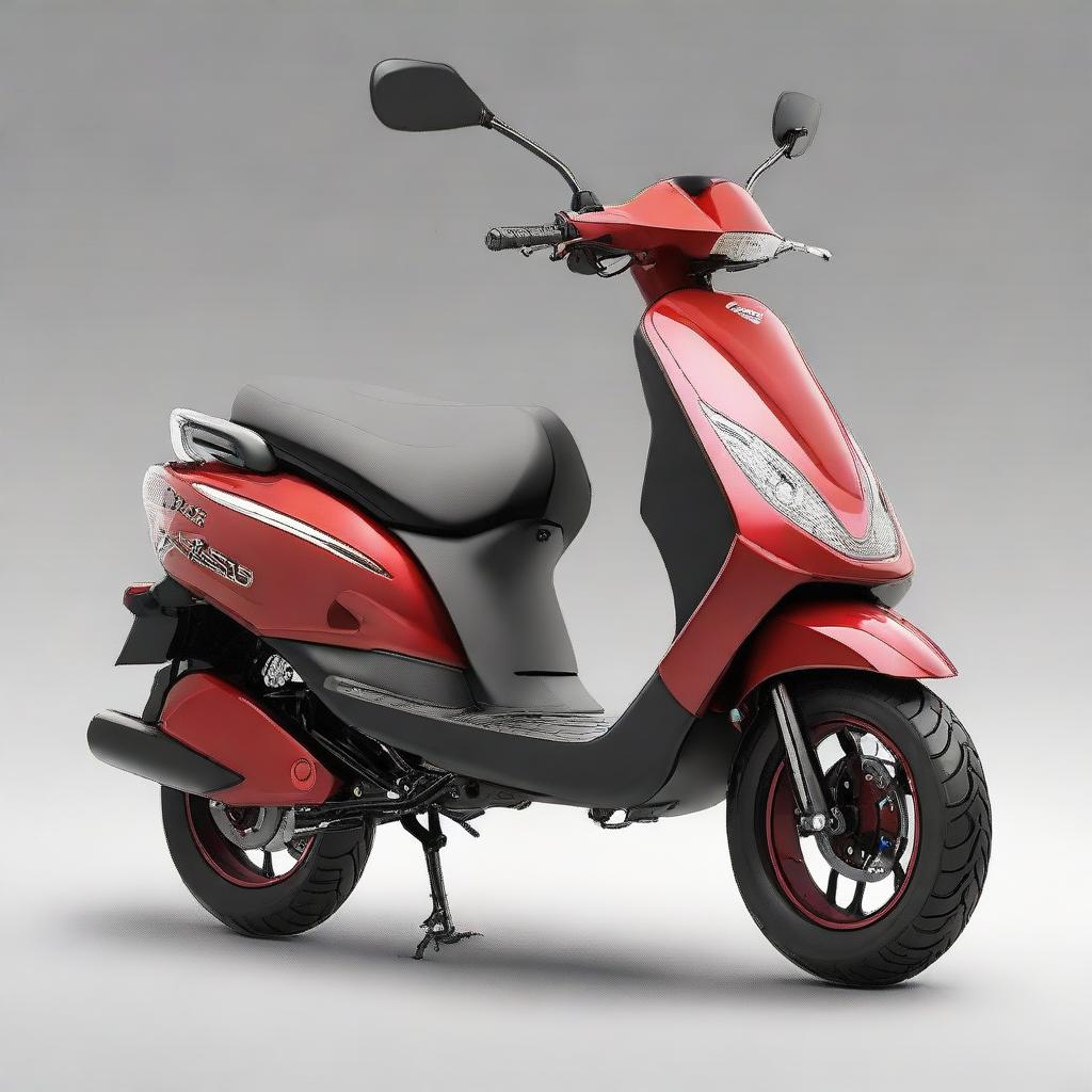 Transform the body of the two-wheeler scooter to make it larger with a muscular, robust, and sporty design