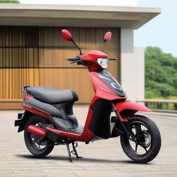 Transform the body of the two-wheeler scooter to make it larger with a muscular, robust, and sporty design