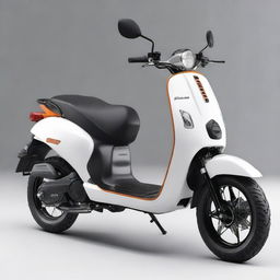 Exaggerate the body of the two-wheeler scooter to make it bulkier, taking on the appearance of a muscular, rugged structure