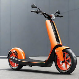 Modify the two-wheeler scooter to be significantly larger, with a robust, muscular body reminiscent of a powerfully built physique