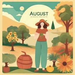 Visualize the month of August as a human, embodying the warmth of late summer, the joyful spirit of vacations, and the anticipation of harvest.